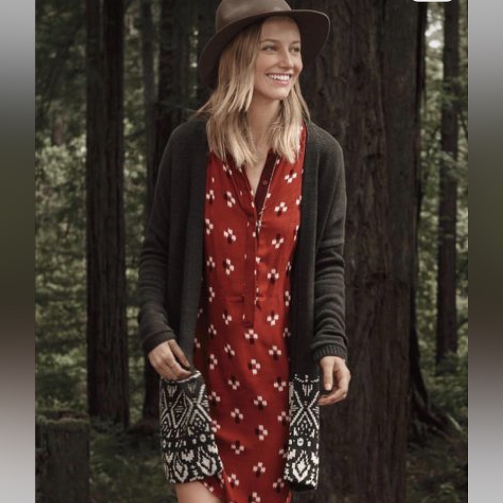 NWT Long Sleeved Old Navy High-Lo Red Shirt Dress; Size Large Old Navy Red Dress - Picture 2 of 10
